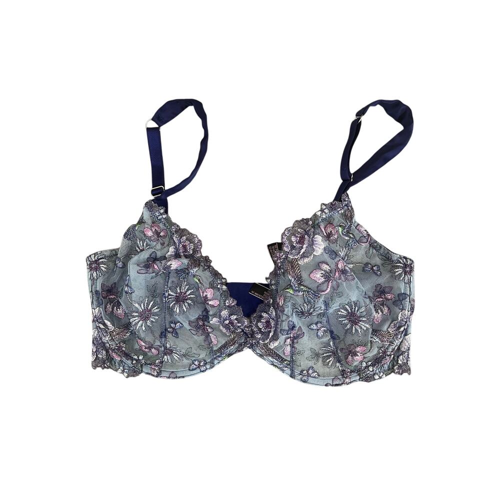 Victoria Secret Dream Angels Fairy Lace Bra Floral Blue 38DD